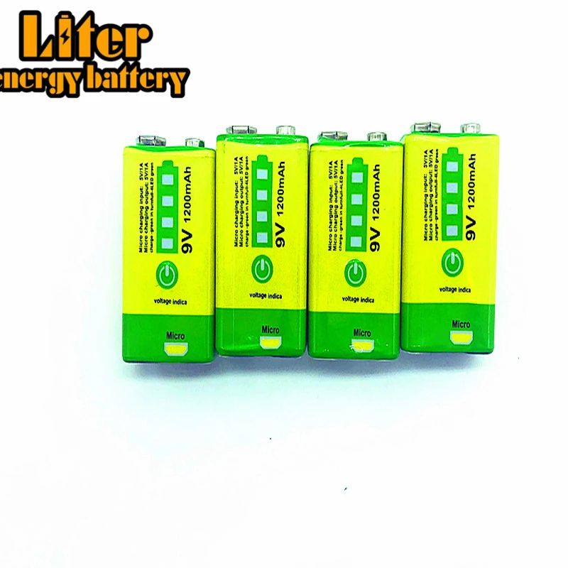 USB 9v 1200mAh Li ion Lithium Rechargeable Battery for Multimeter electric equipment Charge and discharge usb aa battery