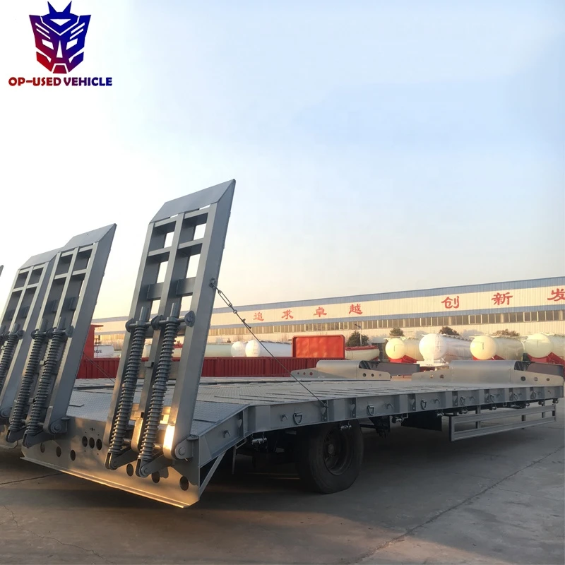 Used 2 axle 3 axles military bulk cargo carrier 18 meter long lowbed low bed ramp trailer