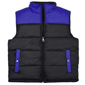 Victory Outfitters Men&#39;s Colorblock Quilted Inner Sherpa Lined Puffer Vest - Black/Royal Blue