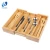 WanuoCraft 5 Compartments Bamboo Expandable Silverware Tray Cutlery Utensil Flatware Stationery Organizer