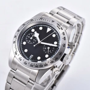 Watch new bomax marina mens VK64 chronograph 41mm quartz stainless steel case bracelet multifunctional luminous D3102