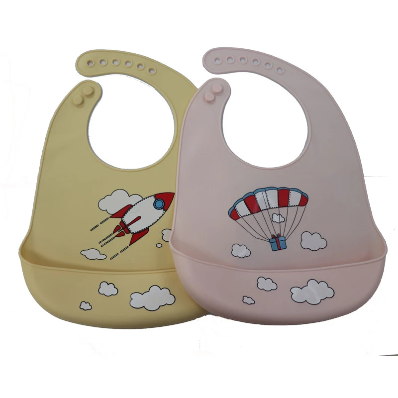 Waterproof and Safe Silicone Baby Bib With cartoon printing