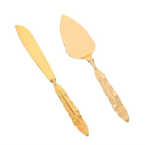 wedding party supplies Creative Cake Pizza Shovel Set Retro Metal Table Knife Exquisite Handle Pizza Shovel with Cutter