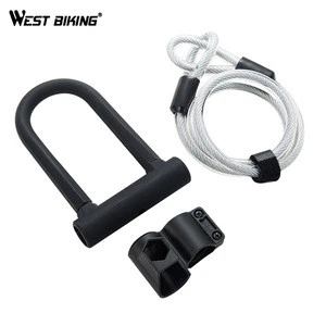 WEST BIKING Bike U-lock Steel MTB Road Anti-theft Heavy Duty Security Bicycle Lock With Cable