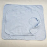 Wholesale Blank 100%Cotton White Ruffle Baby Bib and Burp Cloth Set