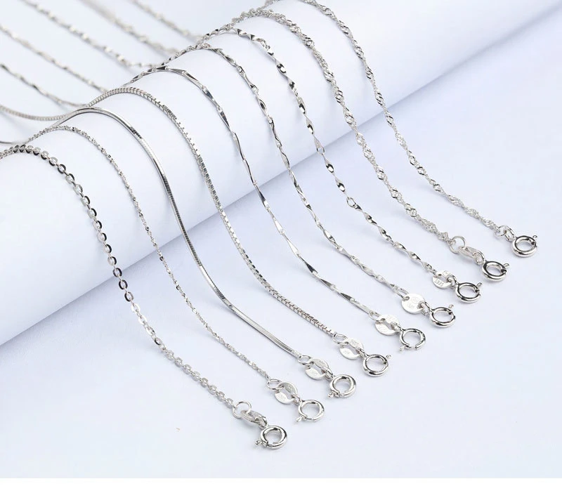wholesale charm 1.0mm 925  silver 40CM water wave chain about 0.9g  jewelry