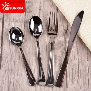 Wholesale cutlery flatware silver look plastic cutlery