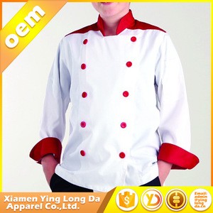 Wholesale Free Shipping Custom Logo Long Sleeves Chef Uniform 65%Polyester chef kitchen jacket