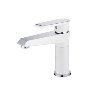 Wholesale guangzhou factory deck mounted single hole matt white bathroom basin faucets