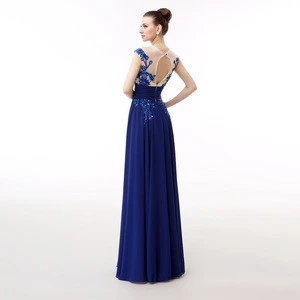 Wholesale Plus Size Chiffon Beading Long Cheap Navy Blue Bridesmaid Dress