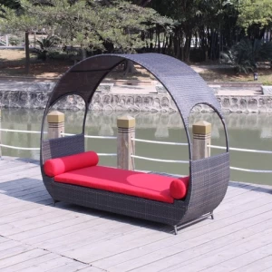 Wicker Beach Round Sofa Daybed Patio Poolside Garden Sun Lounger Outdoor Outdoor Furniture Outdoor Canopy Sun Bed Modern