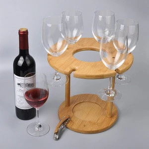 Wine Glass Drying Rack and Bottle Holder Wooden Wine Storage Glasses Hook Stand Organizer Tray