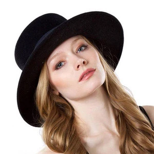 Winter Panama Hat  Wool Flat Top Fedora Cap Women Fashion Formal Hats