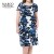 Import Women over sizes printed flowers dresses plus sizes polyester ladies dress with round neck from China