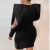 Import women Solid  deep v-neck long sleeves Solid Plunge Slit Sleeve Bodycon Dress back zipper closure Workwear casual banquet party from China