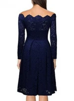 Womens Vintage Boat Neck Cocktail Swing Dress