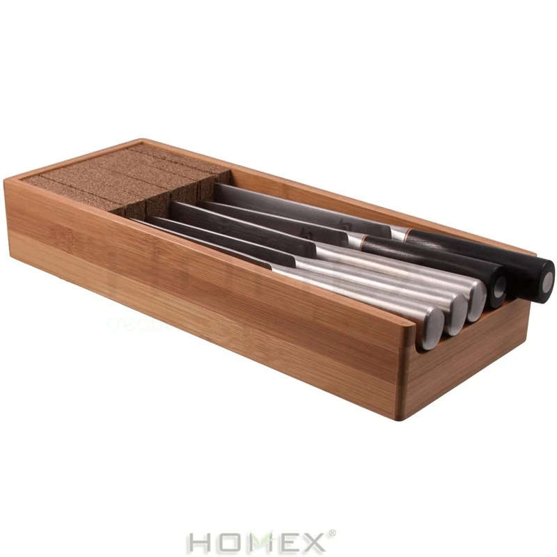 Wooden kitchen knife block for Drawers Bamboo Wood Storage Block/Homex_BSCI