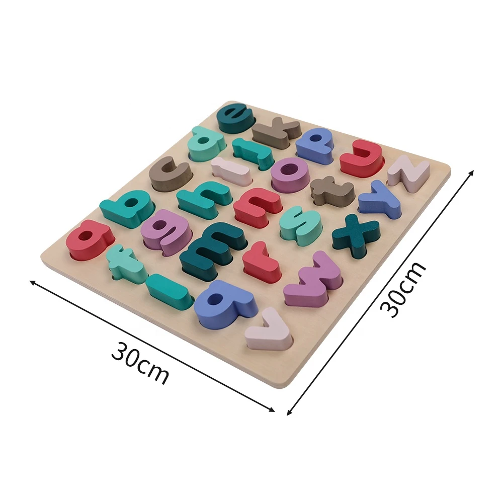 Wooden Panel Puzzle Game of Early Educational Toys 2021 Hot Sale Lowercase Letter Series 3d Educational Toy Wood 30*30 Cm CN;HUN