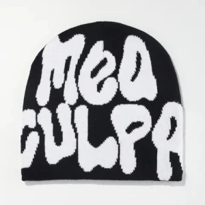 Y2k Accessories Slouchy Knitted Beanies Winter Warm Graphic MEA Culpa Graphic Soft Crochet Hat Spider Hat