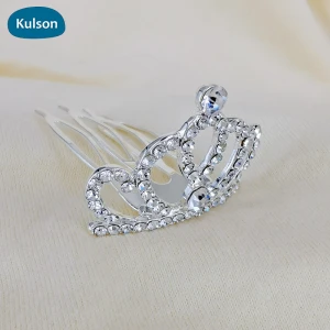 zinc alloy crystal rhinestone bridal wedding princess silver mini tiara small crown comb kids