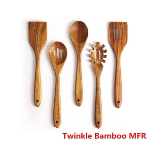 bamboo cooking utensil set of 5pcs,bamboo wooden spatula set
