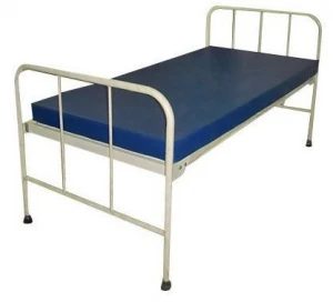 Hospital Bed Plain with Mattress 10cm dia castors, two with brakes
