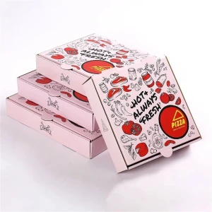 YICHEN 12" Customize Printed Disposable E-flute Corrugated Pizza Packaging Paper Box