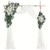 White Willow Leaf Arch with White Veil