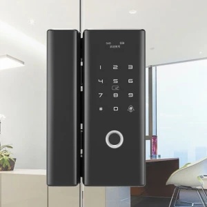 2020 Hot Selling Tuya Fingerprint Glass Door Lock unlock by card+password+fingerprint+App for both frameless Single and double sliding glass doors