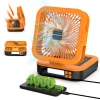 Trending Solar Powered Outdoor Fan with Portable Camping Light and USB Rechargeable Battery Operated Quiet Fan