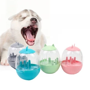 Hot Selling Cat head tumbler leaking dog toy Four Color Tumbler Plastic Food Dispenser Pet Feeder Cat Playing Toy