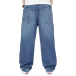Wholesale High quality baggy men pants blue washed custom logo loose fit men jeans casual street cotton jeans for men