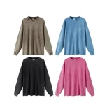 Custom High Quality Street Wear O Neck Heavy Cotton 260GSM Plus Size Men's Vintage Acid Wash Couple Long Sleeve Plain T