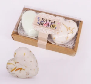 Christmas Handmade Organic Luxury Bubble Kids Set Rose Scent Petal Heart Shaped Flower Bath Bomb