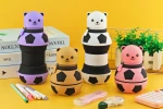 Football Bear Retractable Silicone Pencil Pouch