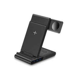 The new foldable three-in-one wireless quick-charging stand is available for Watch Headphones 15W