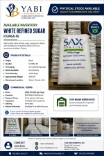 Brazilian White Refined Sugar ICUMSA 45 - Physical Stock Miami USA