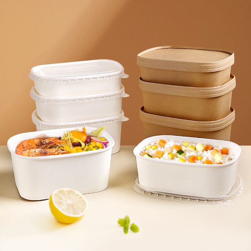 Buy Disposable Kraft Paper Square Rectangular Box Takeaway Lunch Fast ...