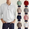 Hot Selling Polyester Spandex Long Sleeved Men's Polo Shirt With Dry And Comfortable Casual For Classic Business Outfit