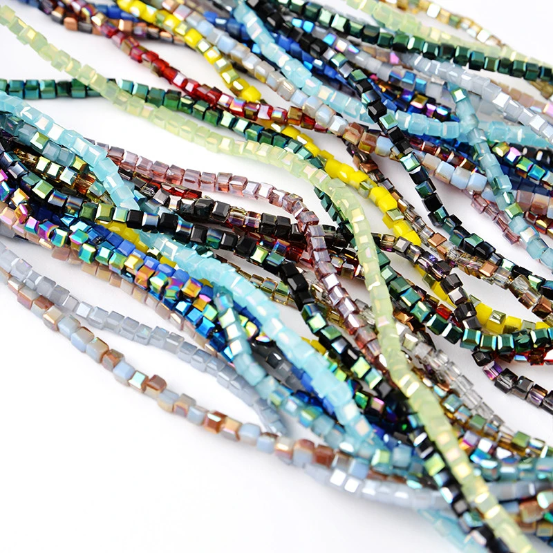 10mm Wholesale Crystal Square Beads for Jewelry Making, Shiny Glass Necklace Beads