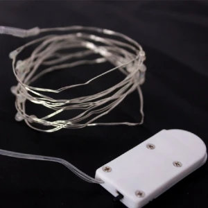 1M 10 LEDs Button Battery Operated Copper Silver Wire Holiday String Lighting