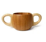 2 handles bamboo baby drinking cup with logo engraving