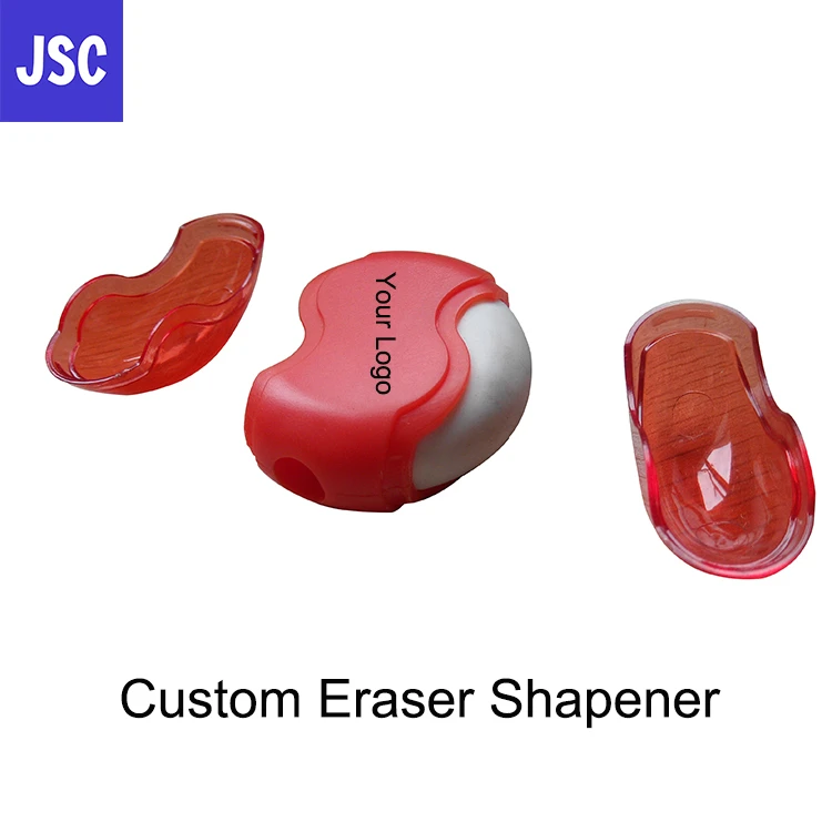 2 In 1 Plastic Multi-function Pencil Eraser Sharpener for school or office Promotional logo Printed Round Sharpener With Eraser