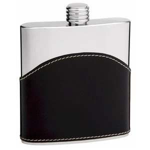 2 oz/7 oz/9 oz stainless steel hip flask with color transfer printing PU leather wrap HD-J001