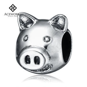 2018 latest trends DIY animal characteristic design pig head with Thai silver