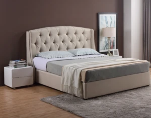 2019 fabric upholster wood latest double bed designs