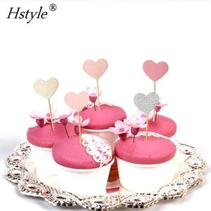 2019 New! Lovely Heart Cupcake Toppers Birthday Cakes Topper Picks Kids Birthday/Wedding Festival Party Decoration Supply PQ038