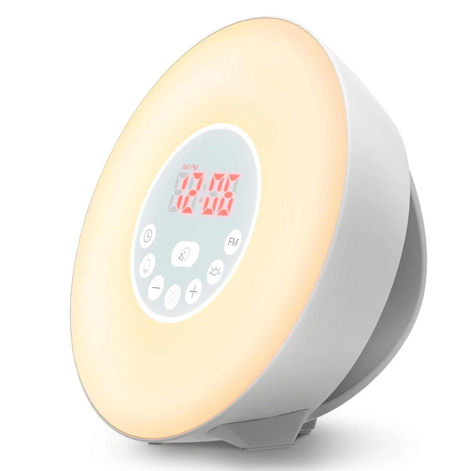 2020 New design 7 color changing touch wake up light alarm clock with wake up light and FM Radio