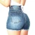 Import 2021 Hot Sale Cotton High Waist Hot Slim Washing Hole Elastic Denim Shorts Women Distressed Rolled Hem Denim Shorts from China