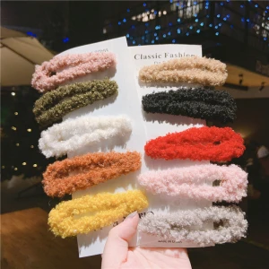 2021 Lovely Curly hairy BB Hair Clips For Women Girls Fashion Water-drop Alligator Handmade Hairpins wholesale
